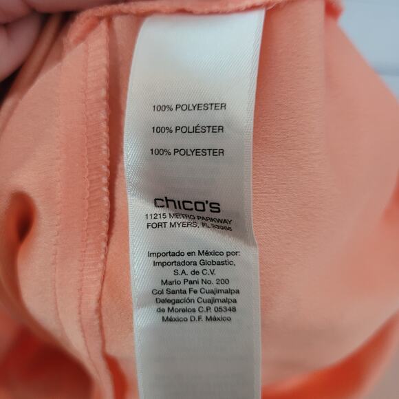 Chico's Size 2 US L Boxy Bright Coral Side Dart Lightweight T-shirt Blouse - Picture 9 of 10